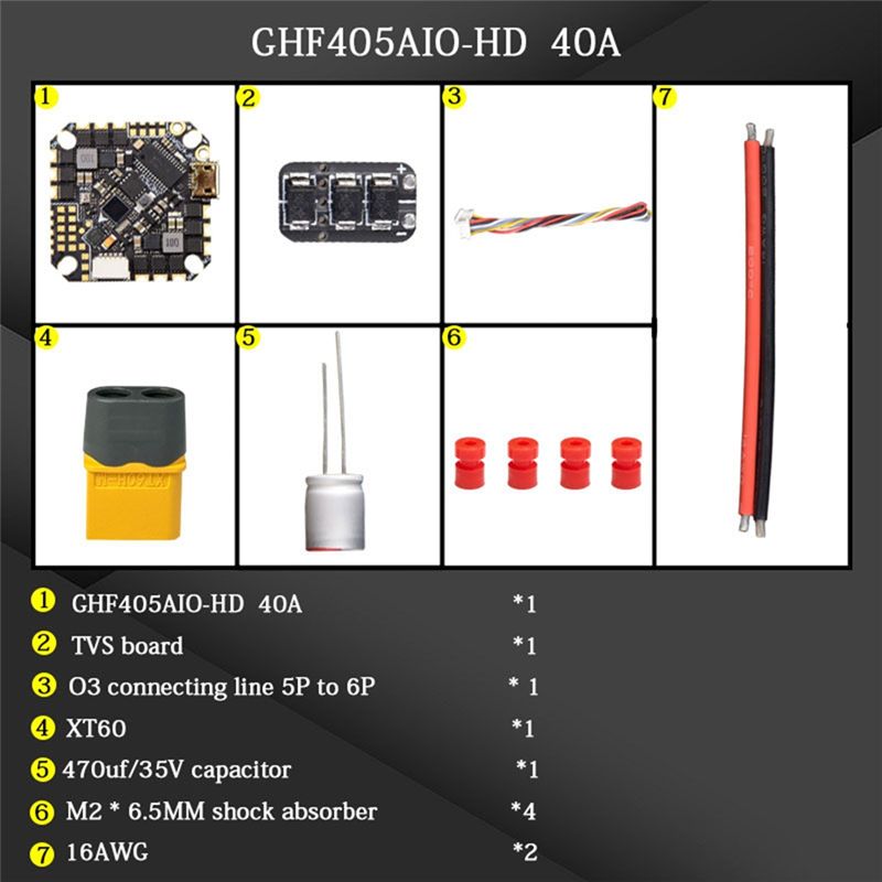 Fpv Drone Flight Controller - ABTI-GHF405AIO-HD 40A Contrôleur de vol AIO
